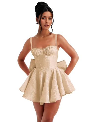 Image of Short Satin Homecoming Dresses with Bows Applique Corset Prom Dress Mini HOCO Party Cocktail Gowns for Teens
