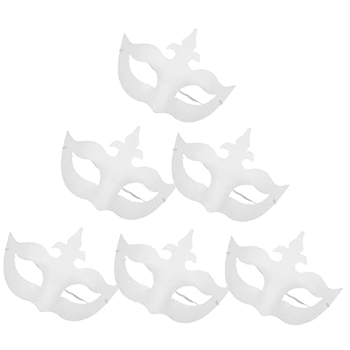 Totority 6pcs Diy Face Makeup Props Plain White Masquerade Masks for Carnival Party