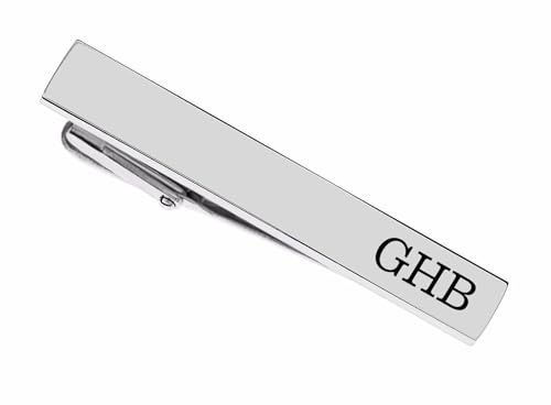 personalized brushed stainless steel silver tie clip custom engraved free - ships from usa