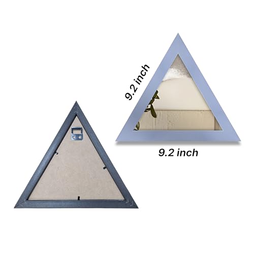 Image of Art Street Acrylic Triangle Decorative Wall Mirror Set of 3 Triangle Shape Mirror for Home Decoration, (9x9 Inch, White, Light Blue)