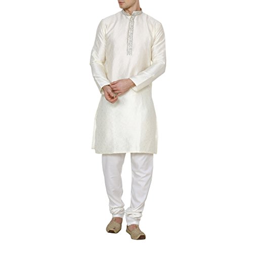Kurta churidar de seda dorado talla 50 con acabados premium y texturas suaves de alta costura