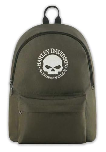 Harley-Davidson Mochila Robusta Willie G Skull Graphic Durável, Verde Exército