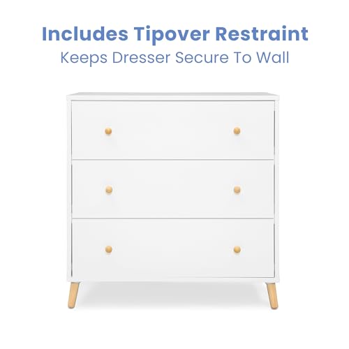 Delta Children Essex 3 Drawer Dresser with Interlocking Drawers, Bianca White/Natural - image 5