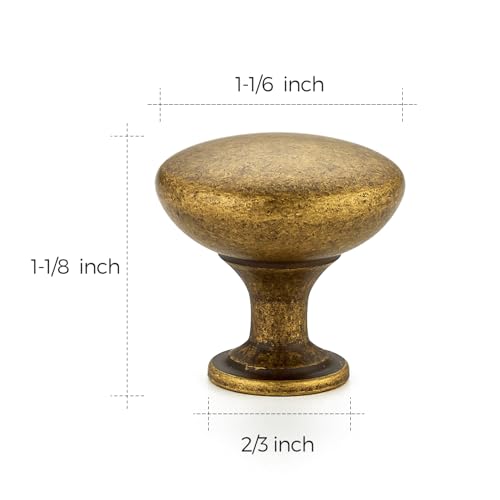 Image of Ravinte 5 Pack Antique Brass Round Zinc Cabinet Knobs for Kitchen Bathroom Closet Dresser Cabinets