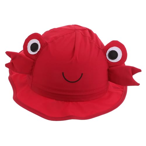 VALICLUD Outdoor UV Protection Sun Hat with Wide Brim for Boys Quick Dry Lightweight Crab Design for Beach Hiking Pool Play Ages Red