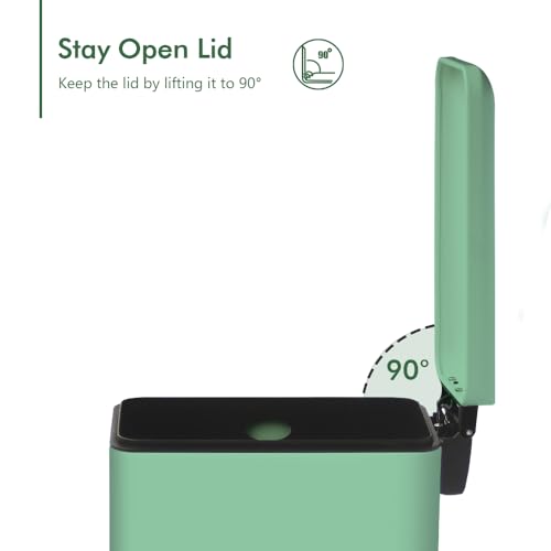 Caneca de basura rectangular verde 10 litros con tapa suave miniatura 6