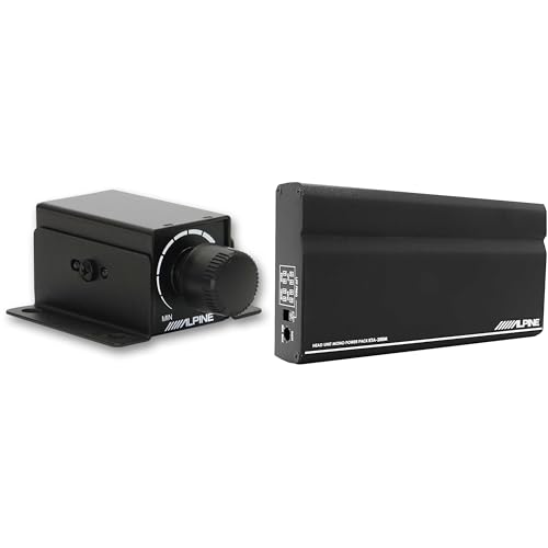 Alpine KTA-200M Mono Power Pack Amplifier with PowerStack Capability & RUX-KNOB.2 Remote Bass Knob Bundle