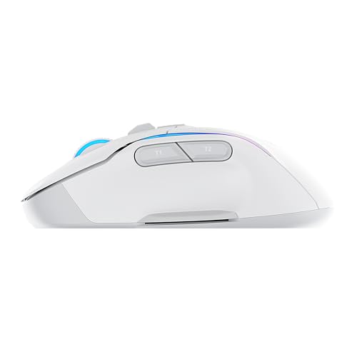 Turtle Beach Kone II Air - Souris Gaming RGB Ergonomique sans Fil,Bbatterie 350h, Capteur Optique 26 000 DPI, 21 Entrées Personnalisables, Molette 4D Free-Spin - Blanc
