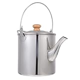 Abaodam 1 Pc Pava Olla De Agua Para Acampar De Metal Hervidor De Café De La Estufa Tetera Ligera Stove Tetera De Gran Capacidad Tetera Silbante Acero Inoxidable Universal Olla Arrocera