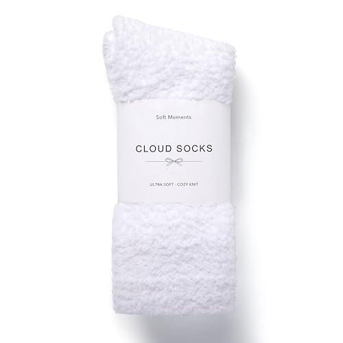 Inerney White Fuzzy Socks for Women Men Gifts Warm Cozy Fluffy Cloud Slipper Style Comfy Winter Sleep Sock Christmas Stocking Stuffer Gift