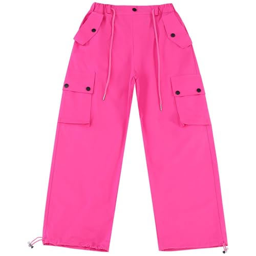 Girls Baggy Cargo Parachute Trousers Vintage Joggers Many Pocket with Adjustable Elastic Waist for Kids Wide Leg Pants4