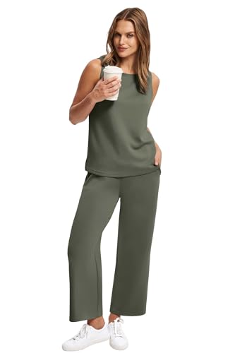 Image of SAMPEEL Two Piece Sets for Women Summer Outfits Beach Vacation Clothes Wide Leg Crop Pants