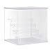 MECCANIXITY Clear Acrylic Display Case with LED Light 4 Tier Dustproof Showcase Assemble Cube Display Boxes Stand for Collectibles, Action Figures (12.6x11.81x12.6) White