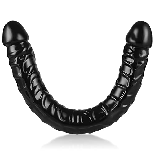 Lover Luxe Double-Ended Dildo Waterproof Jelly Double Dongs Realistic Dildo Penis Cock Anal Butt Plug Massager G-Spot Stimulation Orgasmic Adult Sex Toys for Women Men (L Black)