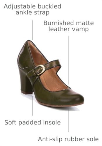 Image of SHODENSE Women Vintage Chunky High Heel Mary Jane Shoes Round Closed Toe Ankle Strap Dress Sandals 3 inch Block Heels Mary Jane Lolita Pumps Two-Toned Patchwork Buckle Office Lady Wedding Retro 4-11 M US