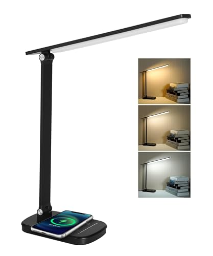 LED Desk Lamp with Wireless Charger, 21W Touch Control Dimmable L...