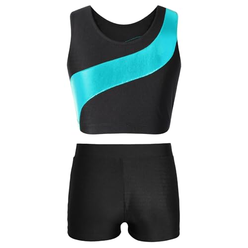 Loyan Girls' Gymnastics Sport Workout 2-Piece Dance Outfits Crop Top with Shorts Active Set Athletic Clothing Sets3