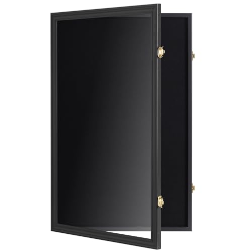 Image of Large Pin Display Case - 25 X 16 Pin Collection Display with 98% UV Protection Acryliic Door for Military Medals, Beach Tags, Jewelry Pins, Pin Gift, Insignia Ribbons, Pin Enthusiast Collectibles