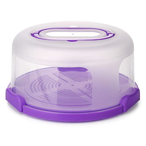 Spesh Boite à Gâteau Portable en Plastique Récipient à Gâteau de 10 Pouces avec Couvercle Boite a Gateau Ronde Transport avec 3 Pinces - Ø 30xH 15...