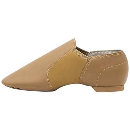 Asyusyu Chaussures de jazz pour femme Chaussures de danse jazz à semelle fendue, marron, 43 EU