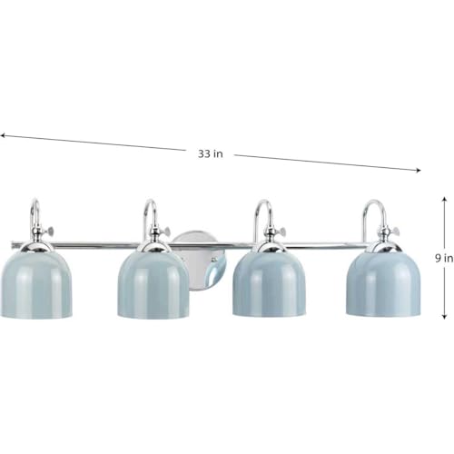 Progress Lighting Dalton Collection 33 in. 4-Light Polished Chrome Coastal Blue Vanity Light by Progress Lighting - Image 7