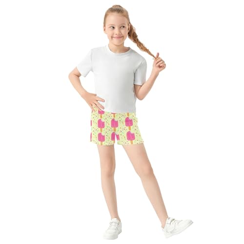 Girls Lounge Shorts Pink Popsicles Sprinkles Yellow Cute Casual Summer Activewear Soft Pajama Sleep Shorts, X-Small2
