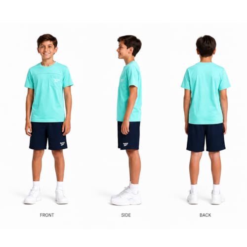 Image of Reebok Boys Athletic Shorts Set - 2 Piece Summer Clothes Outfit with Graphic Tee and Boys Basketball Shorts for Active Kids
