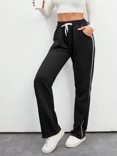 Image of SAKHWALA Women's Striped Track Pants | Women Trackpants | Women Lower /Pyjama | Lounge Pants | Loose Fit Trackpants | Gym /Yoga /Casual Wear Pants