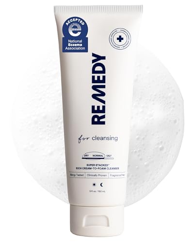 Remedy Cream-to-Foam Cleanser - Hydrating Face Wash with Ceramides Hyaluronic Acid and Glycerin - Fragrance Free & Eczema Seal Certified - by Dermatologist Dr Shah | 5 fl. Oz