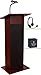 Oklahoma Sound M111PLS-MY/LWM-7 Mobile Power Plus Lectern with Rechargeable Battery and Wireless Microphone Headset, Mahogany, 30 Watts Power Output, Ideal for Mid-Sized Audiences Up to 900