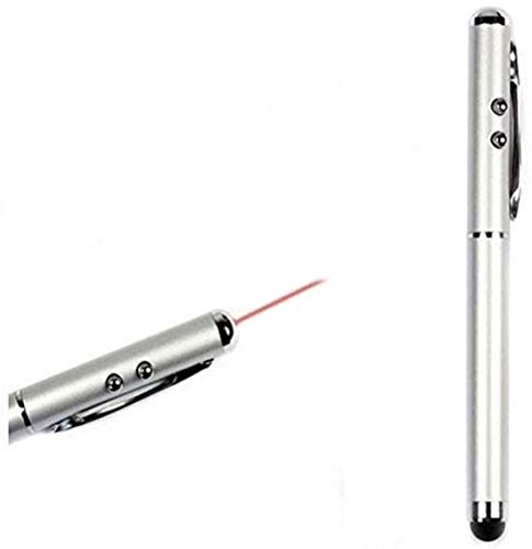 Image of 4 In 1 Stylus Touch Screen Pen With Inbuilt Laser,Torch,Ball Point Pen For Multi (Silver)Tablet