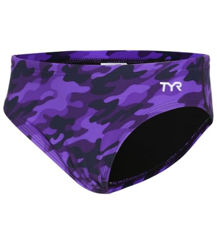 TYR Durafast Elite Racer Brief Swimsuit Bañador, Púrpura (Purple Camo), 52 para Niños