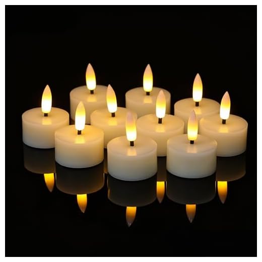 GenSwin Real Wax Tea Lights Candles Battery Operated, Flameless LED Tealights Candles with 6H Timer, 10 Pcs Battery Tea Lights with 3D Flame for Christmas Holiday Home Decor(Ivory, D1.6” x H2”)