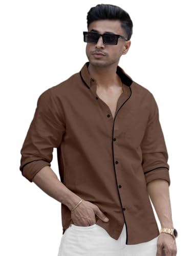 Image of Shirt for Men Casual Shirt,Solid Cotton,Plain Full Sleeve, Regular Fit,Everyday Fashion Wear