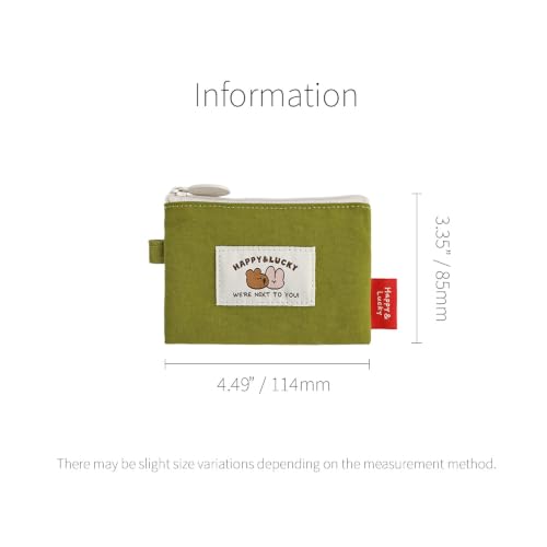 Image of Monolike Happy and Lucky Card Case, Green - Small Nylon Pouch, Portable Keychain Coin Purse, Waterproof Card Sleeve, Compact Daily Organizer Case