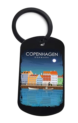 Lauthings Porte-clés de voyage Copenhague Danemark, Destination de voyage Copenhague Danemark, porte-clés de voiture