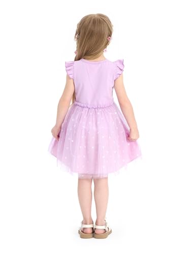 Image of Disney Princess Frozen Elsa Minnie Stitch Toddler Girl Tulle Tutu Dress Ruffle Sleeve Mesh Summer Birthday Party Clothes 2-9Y