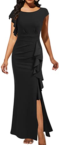 Yajedo Formal Dresses For Women Evening Party Spilt Bodycon Long Dress(Black Small) #TOP30