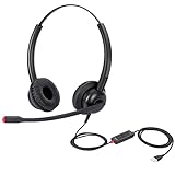 USB Computer Headset with Microphone Noise Cancelling, Stereo Headphones & in-line Audio Controls...