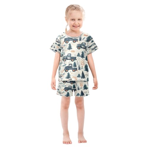 senya Short Sleeve Pajamas Sets Summer Cotton Sleepwear Truck Christma Tree3