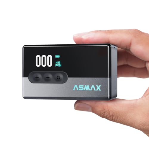 ASMAX Elektrische Mini Fahrradpumpe T30, 120 PSI Tragbarer Kompressor mit LCD-Display, Wiederaufladbar 500mAh, 4-in-1 Fahrradpumpe mit LED-Licht & Reifendruckmesser für Farrad/Rennrad/MTB/Bälle