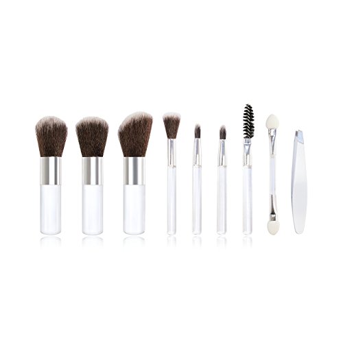 MICRO BEAUTY MINI POCKET 10 PC BRUSH SET ~ Travel Friendly Portable Compact 3” Brushes Tweezers Case ~ Vegan & Cruelty-free!