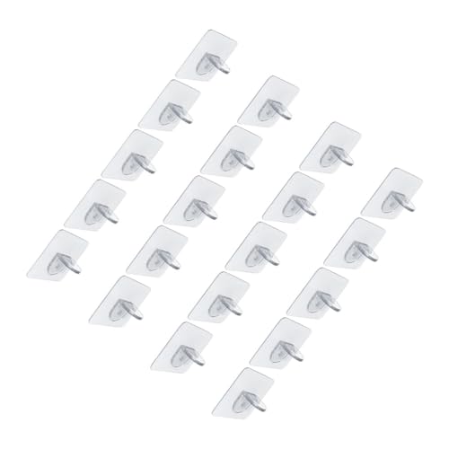SHOWERORO Soportes Adhesivos para Estantes 20 Piezas Clavijas Transparentes de PVC 7X7 CM Clips sin Clavos para Armarios y Librerías Organizador Práctico para Cocina y Hogar