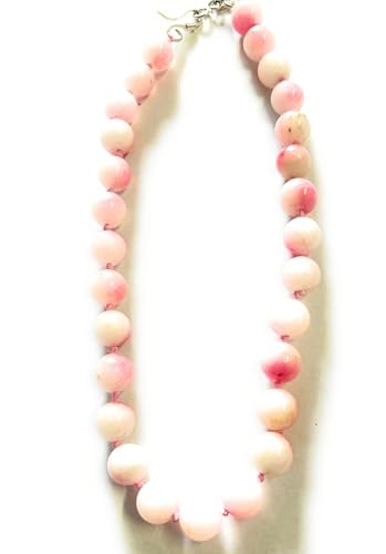 Image of Natural Peech Moonstone 16 mm Stone Beaded Necklace, 20 Round Beads, Silver Clasp