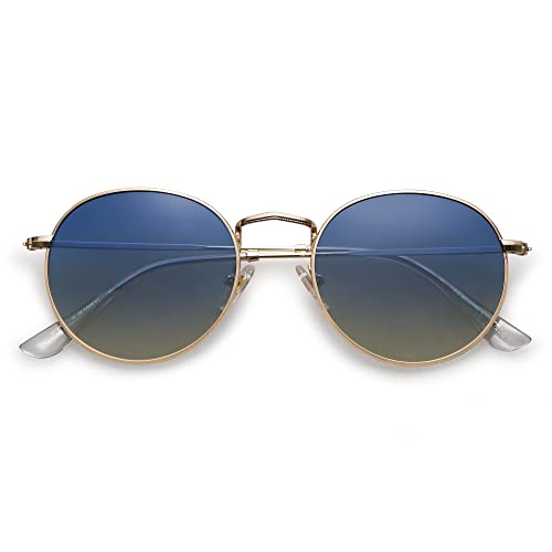 Image of SOJOS Small Round Polarized Sunglasses for Women Men Classic Vintage Shades | Lightweight Stainless Steel Frame UV400 Sun Protection Adjustable Nose Pads SJ1014