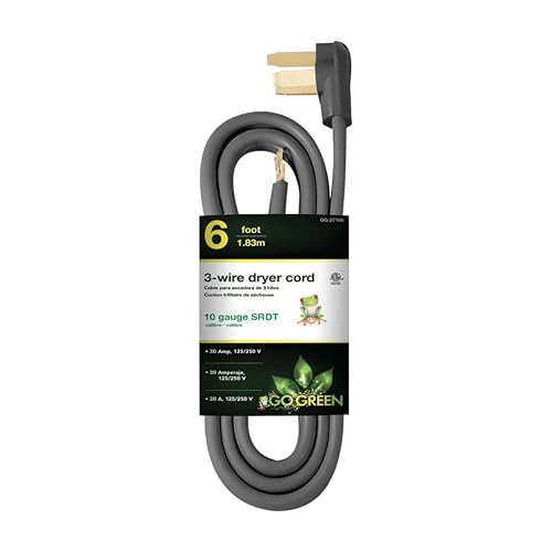 GoGreen Power GG-27106 6 3-Wire Dryer Cord 30 Amps 6 Ft