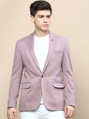 Image of SHOWOFFFF Men Solid Single Breasted Party Blazer | Notched Lapel Full Sleeves Cotton Blazer's for Mens | Slim Fit Regular Length Blazers for Men's