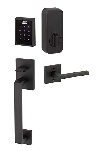 EMTEK Empowered Motorized Baden Keypad Smart Entry Set w/Matching Finish Hammered Egg Knob - Choice of 4 Finishes - EMP1103HEUS19 - Flat Black (US19)