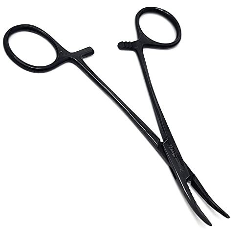 Hemostat Locking Forceps 5" Curved with Full Serrated Jaws I...
