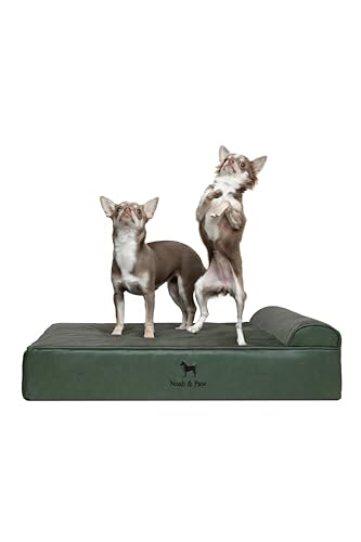 NOAH & PAW Dog Bed, 28x23x11 Inch, Orthopedic Dog Beds for Medium Size Pets, Eggshell Memory Foam Infused with Cooling Gel, Waterproof, Machine Washable, Includes Inner Cover (Faux Leather)
